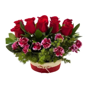 Arreglo 12 rosas rojas