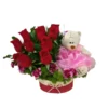 Arreglo 12 rosas y peluche